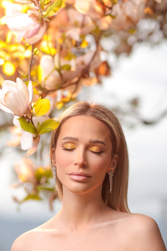 model Portrait in yellow flowers